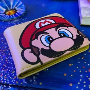 Wowser! ⭐️ Super Mario Bros Tri-Fold Faux Leather Wallet Mario Nintendo Vegan